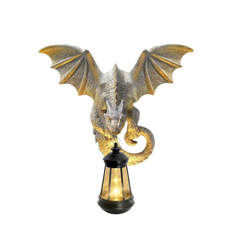 10 in. x 11 in. Gray Resin Dragon Tree Hugger Garden Statue with