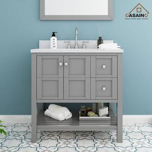 Vanity Art Brescia 36 in. W x 18.1 in. D x 35.8 in. H Single Basin Bathroom  Vanity in Grey with Top in White Ceramic and Mirror VA3024-36G - The Home  Depot