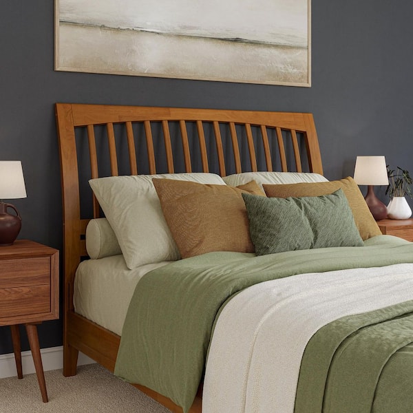 AFI Orleans Light Toffee Natural Bronze Queen Sleigh Solid Wood Slat Headboard