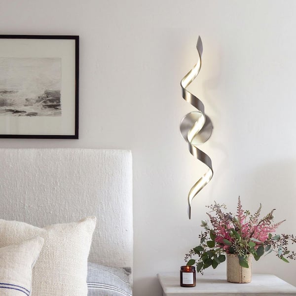 23.6" Nickel Swirled LED Wall Sconce 15-Watt 3000K Bathroom Vanity Light, Picture Light & Hallway Fixture