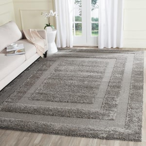 Florida Shag Gray 8 ft. x 10 ft. Border Area Rug