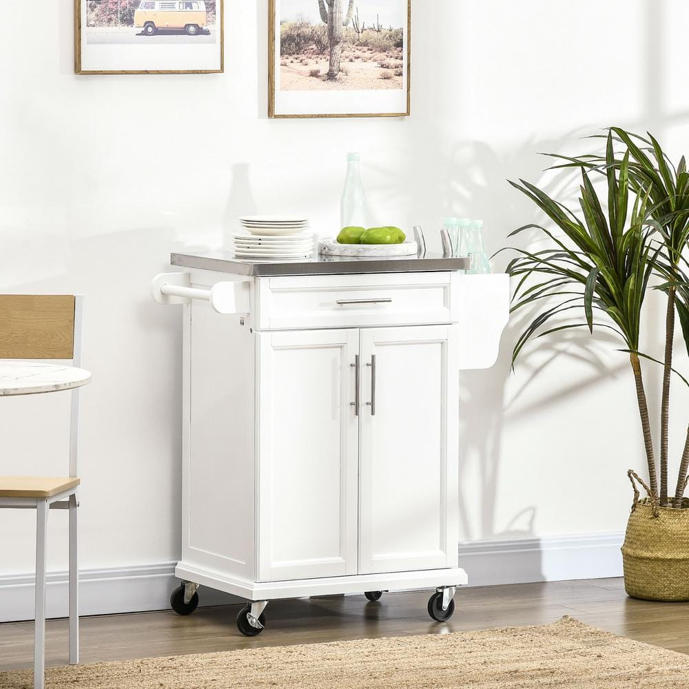 White Wood 33 in. Kitchen Island with Drawers - thumbnail 10