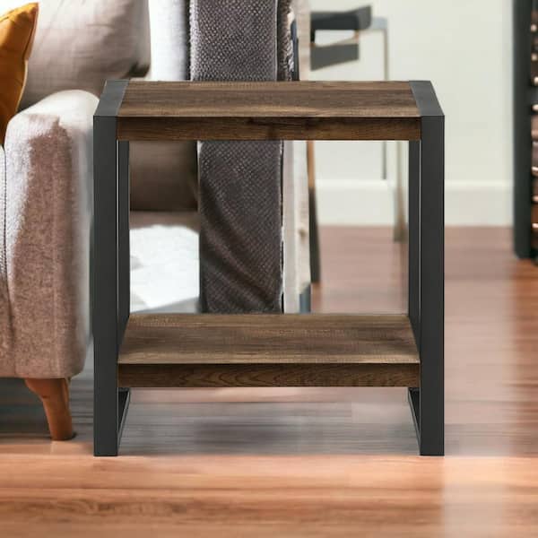 HomeRoots 23.75 in. Brown Rectangle MDF End Table