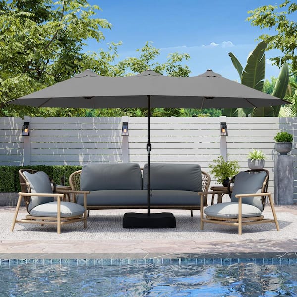 extra small patio umbrella Kozyard Butterfly 15' Outdoor Double-Sided Aluminum Crank Base Kozyard LLC it can be used as an outdoor rectangular table Topcobe 12 Feet Patio Umbrella