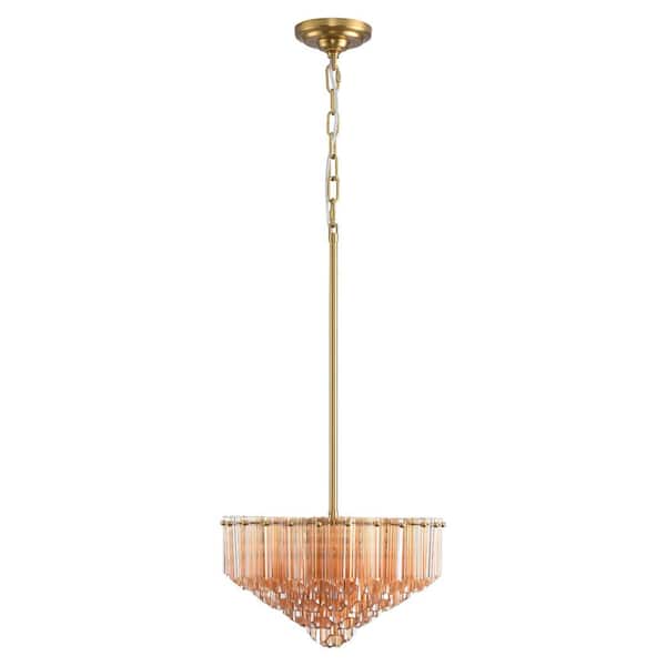 14 in. Modern Round Chandelier, 6-Light Gold Luxury Dining room Chandelier, for Living Room Bedroom kitchen island Hotel