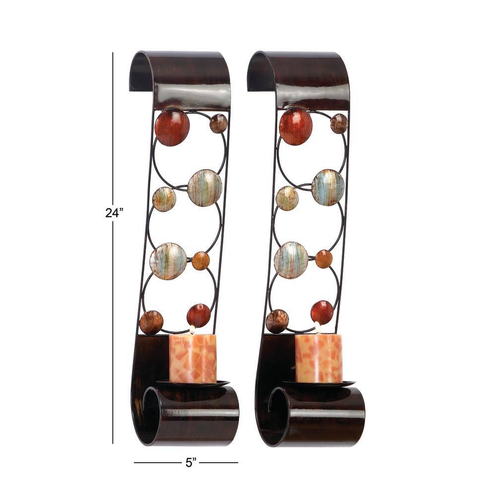 Bronze Metal Wedding-Themed Wall Mount Candle Lantern, 24"H