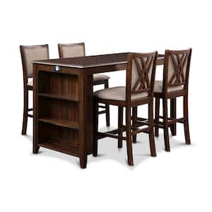 New Classic Furniture Amy 5-piece Wood Top Rectangle Counter Dining Set, Cherry