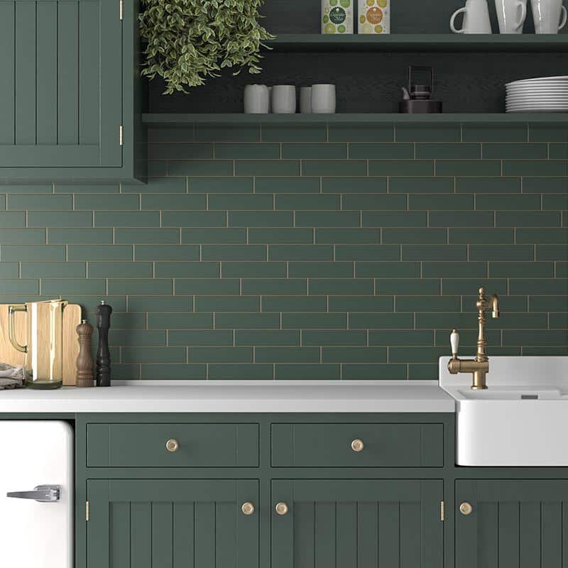 Matte Green Ceramic Subway Wall and Floor Tile