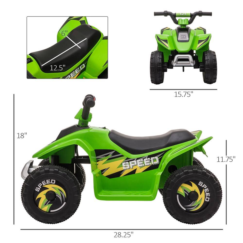 6V Green Electric Kids Quad with Safety Belt