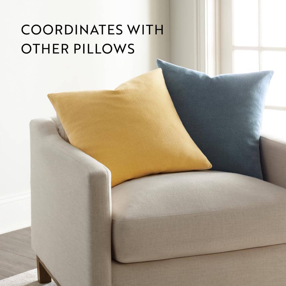 Mustard Yellow Cotton Distressed 20" Square Throw Pillow Set