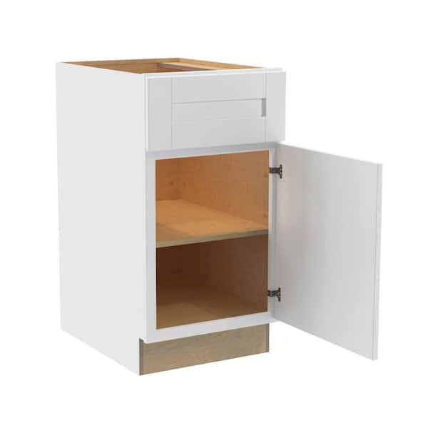 Home Decorators Collection Washington Vesper White Plywood Shaker Assembled Base 1 Drawer Kitchen Cabinet Sft Cls R 18 in W x 24 in D x 34.5 in H