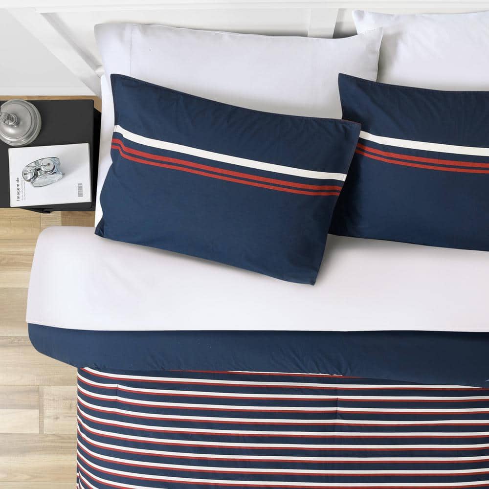 Full Red Cotton Reversible Sham Set