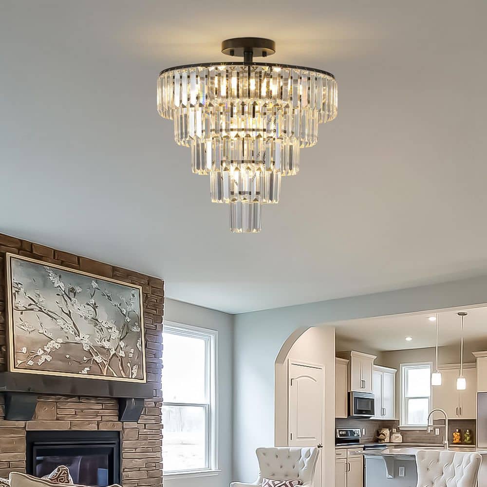 20 in 10-Light Black Crystal Chandelier Lighting Luxury Modern Pendant Chandelier for Living Room Hotel Semi-Flush Mount price history on PriceWatchPro