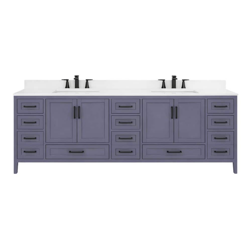 Rooh 84 in. Double Sink Freestanding Charcoal Grey Bath Vanity with White Quartz Top Assembled price history on PriceWatchPro