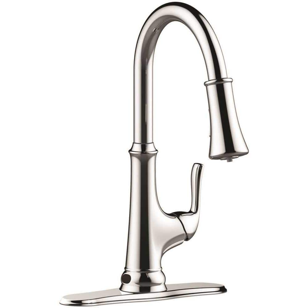 Premier Creswell Single-Handle Pull-Down Sprayer Kitchen Faucet with Touchless Sensor and LED Light in Chrome, Grey -  3558064