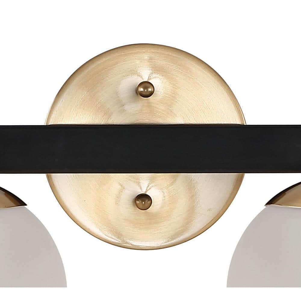 Modernist Globe 15.25" Brass Gold & Black 2-Light LED Vanity