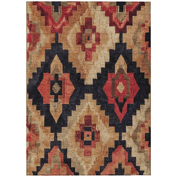 Chantille Machine Washable Indoor/Outdoor Abstract ACN1894 Rust 8 ft. x 10 ft. Accent Rug