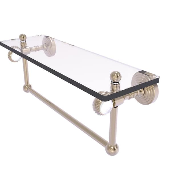 Pacific Grove 16 in. W x 6.4  in. H x 5.13 D Glass Rectangular Shelf in Antique Pewter with Towel Bar and Twisted Acc