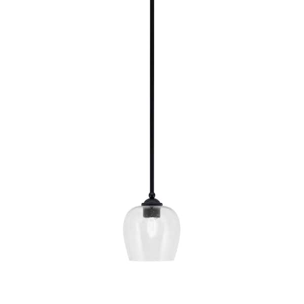 Unbranded Clevelend 100-Watt 1-Light Black Pendant Mini Pendant Light with Clear Bubble Glass Shade Light Bulb Not Included