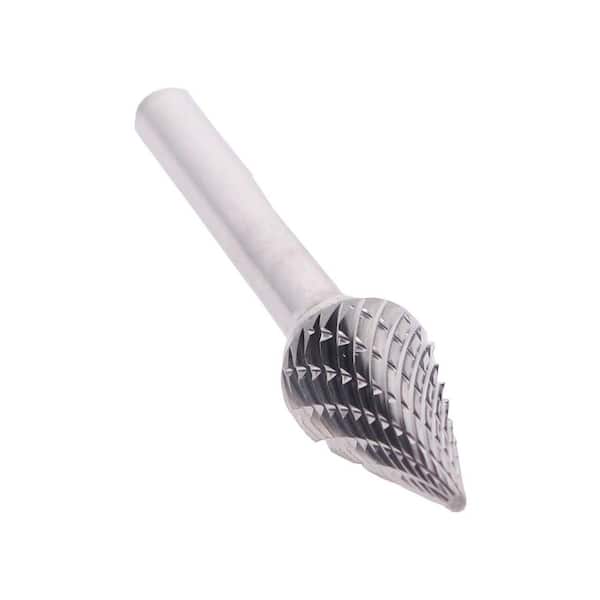 1/4 in. x 1/2 in. Cone Pointed End Solid Carbide Burr Rotary File Bit with 1/4 in. Shank