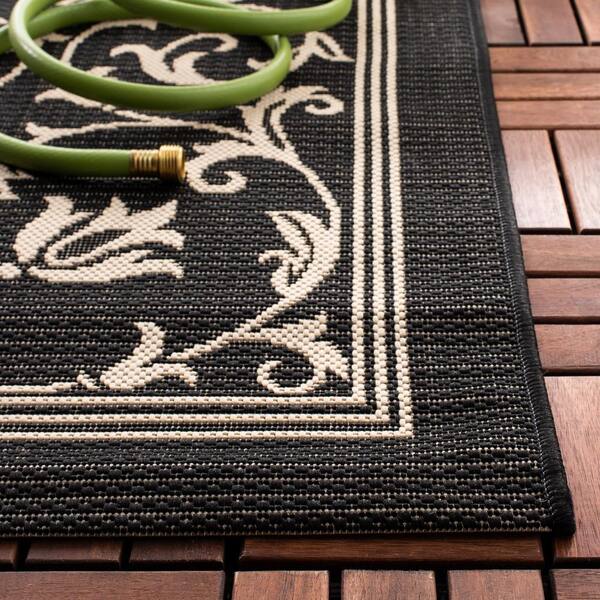 Safavieh Courtyard Illa Indoor/ Outdoor Waterproof Patio Backyard Rug  Black/Beige 2'3 x 14' Runner Stain Resistant 14' Runner Runner, Outdoor 