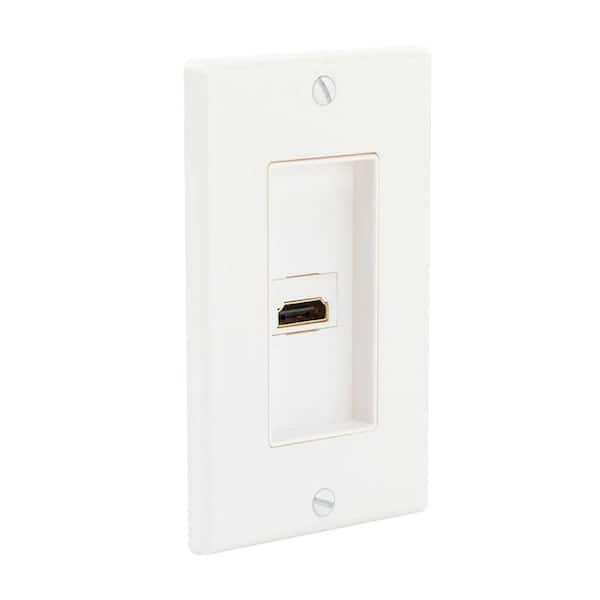 Commercial Electric 1-Gang HDMI Plastic Wall Plate, White