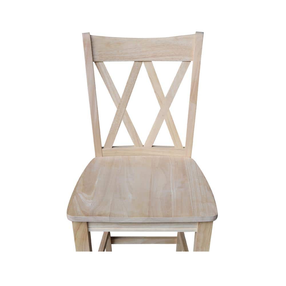Eco-Friendly Parawood 24" Swivel Double X-Back Barstool - Unfinished
