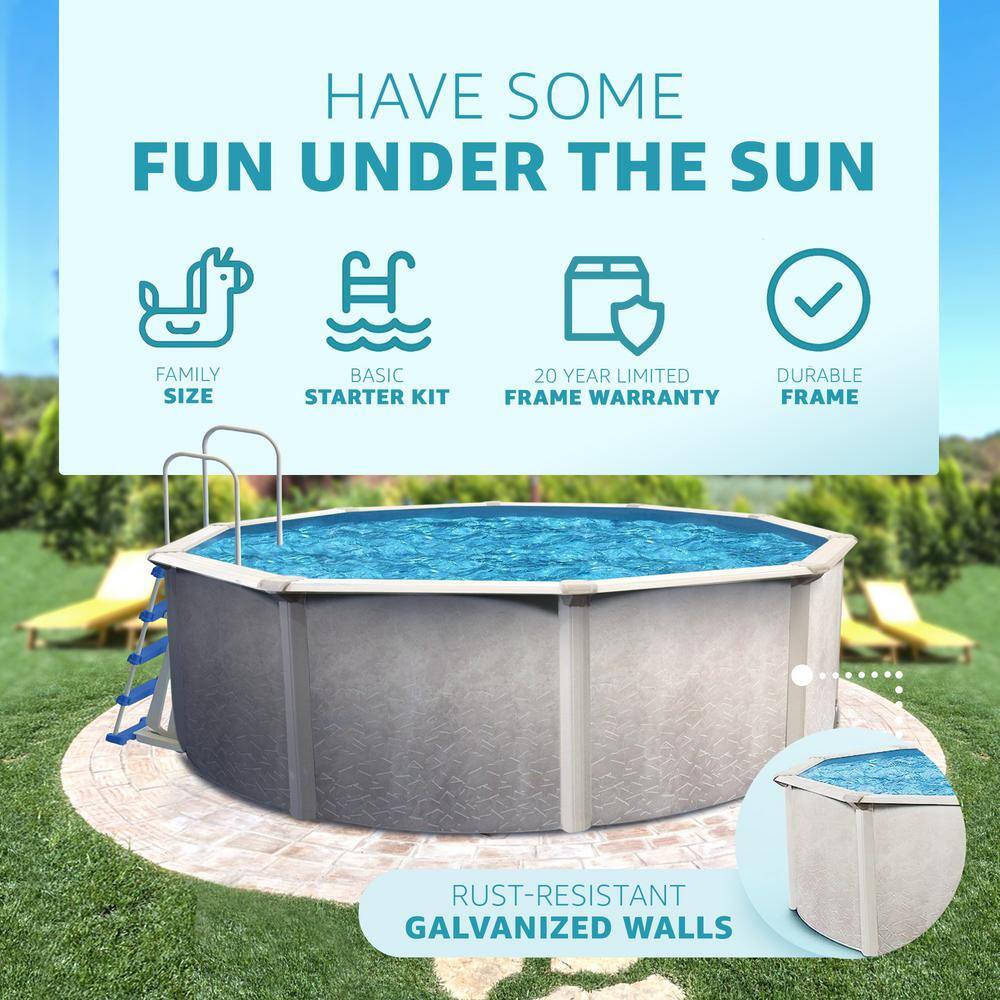 Phoenix 24 ft Round Steel Frame Above Ground Pool with Pump