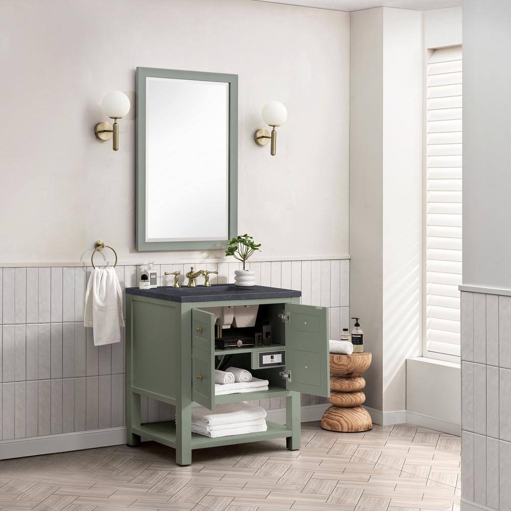 Smokey Celadon Solid Wood Single Vanity with Charcoal Soapstone Top