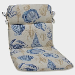 Tropical Outdoor/Indoor 21 in. W x 3 in. H Deep Seat, 1 Piece Chair Cushion with Round Corners in Blue/Tan Sealife