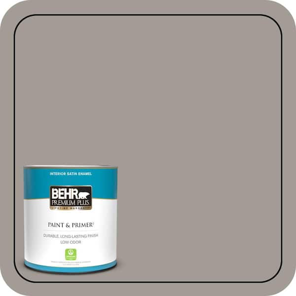 BEHR PREMIUM PLUS 1 qt. #PPU18-15 Fashion Gray Satin Enamel Low Odor Interior Paint & Primer