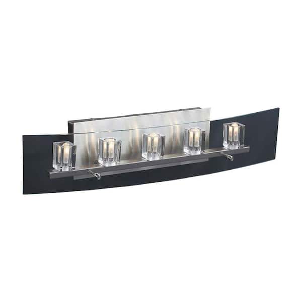 PLC Lighting 5-Light Satin Nickel Bath Vanity Light with Clear Glass