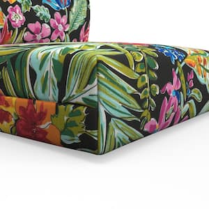 Tropic Floral 23 in W x 3 in H Outdoor Deep Seat Dining Chair Cushion Set 1-Count in Black Island