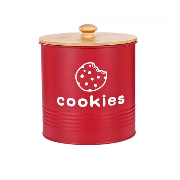 1-Piece Decorative Red Airtight Cookie Jar for Kitchen Counter, Christmas, and Gift Giving Cookie Storage Containers