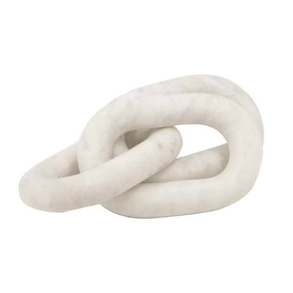 A & B Home Marble White Chain Decor 14 in. W x 4 in. L 78463 - The