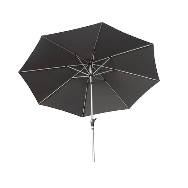 Tidoin 10 ft. Metal Market Tilt Patio Umbrella in Gray