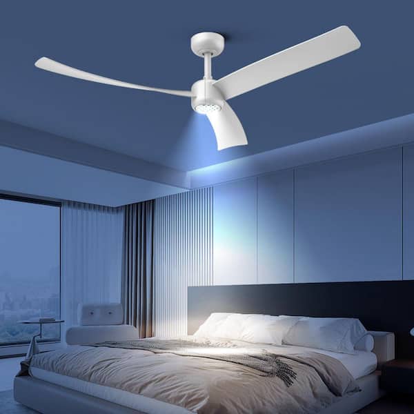 QRMOK I3 52in, Indoor White Ceiling Fan with Dimmable LED