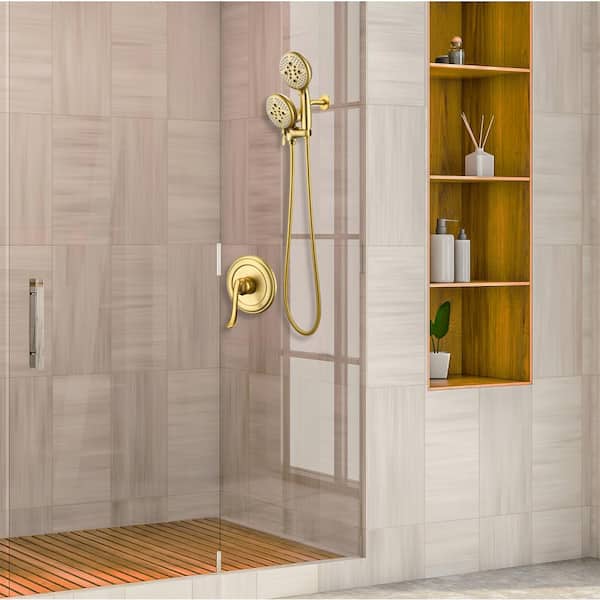 Hoinerus brushed gold shower shelf adhesive or drilling shower