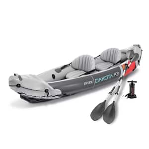 Dakota K2 2-Person Vinyl Inflatable Kayak with Oars and Pump
