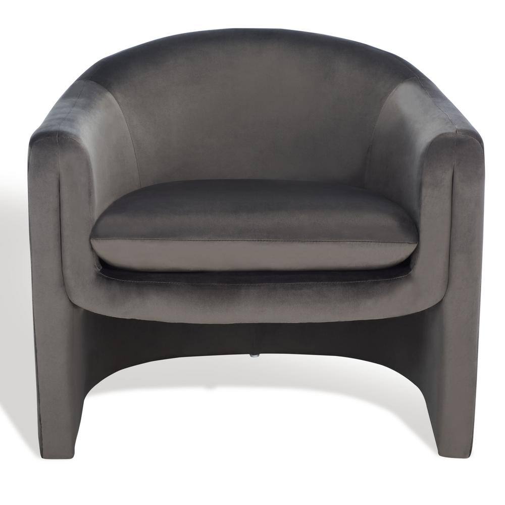 Olivia Dark Grey Velvet Contoured Accent Chair