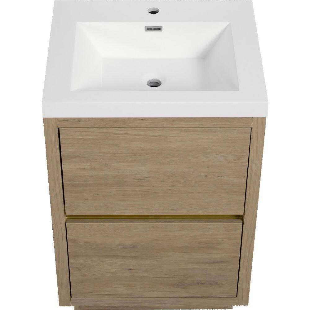 24 in. Single Sink Freestanding Brown Bath Vanity with White Stone Resin Sink Top Assembled price history on PriceWatchPro