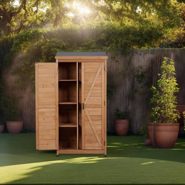 CASTNOO 2.8 ft. W x 1.7 ft. D Brown Woodshed Outdoor Tool Cabinet