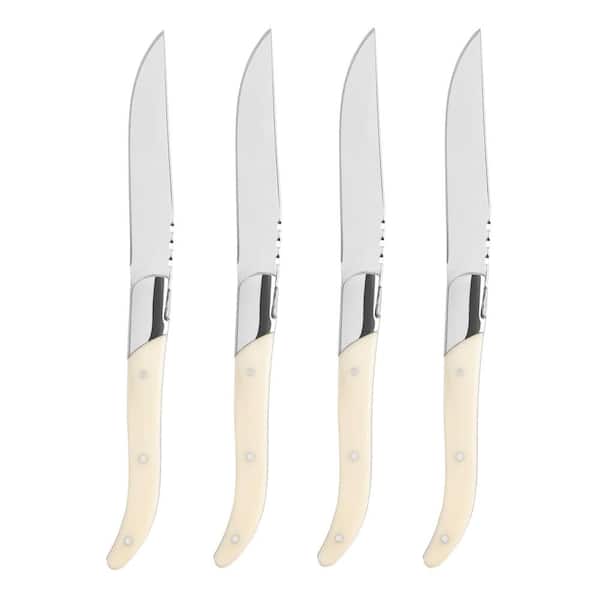 French Home Laguiole Connoisseur Steak Knives with Faux Ivory Handles (Set of 4)