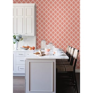 Quelala Pink Coral Ring Ogee Wallpaper Sample
