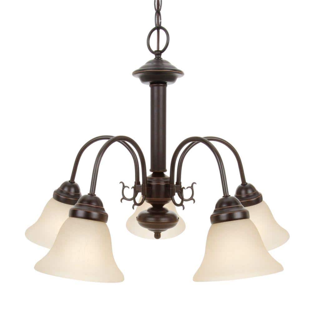 Elegant Ballerina 5-Light Chandelier in Mahogany Bronze with Champagne Linen Glass