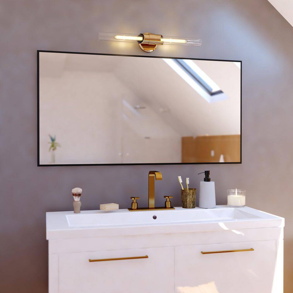 Webster Natural Brass Cylinder Dimmable Vanity Light