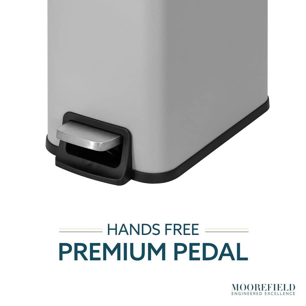 Matte Gray Stainless Steel 1.6 Gal Pedal Bathroom Trash Can