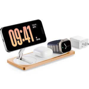 Elegant 3 in 1-Orange Wireless Charging Station Wireless Charger for iPhone Smart Watch and Airpods