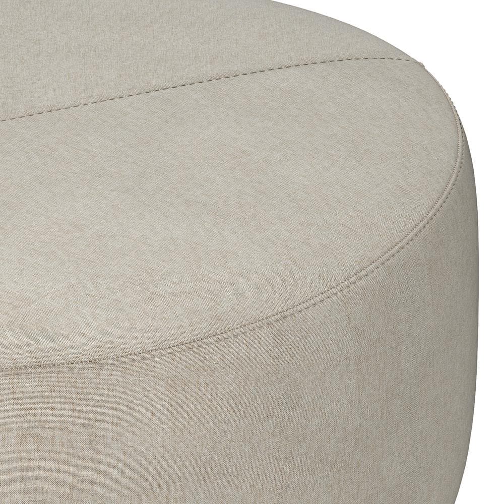 Moore Natural Linen Look Large Round Ottoman
