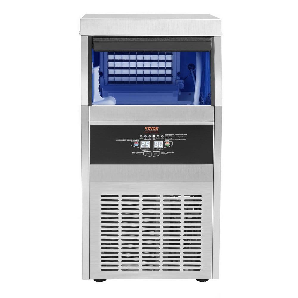 19 in. Commercial Ice Maker 110-120 lbs. /24 h 33 lbs. Bin, Heavy Duty Stainless Steel, Automatic Operation, Clear Cube